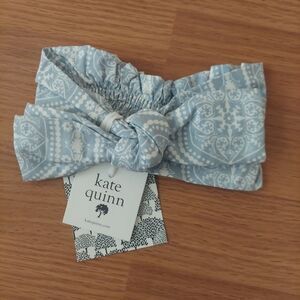 Kate Quinn Baby Girl Blue Bandana Print Bow Headband NEW Organic Cotton